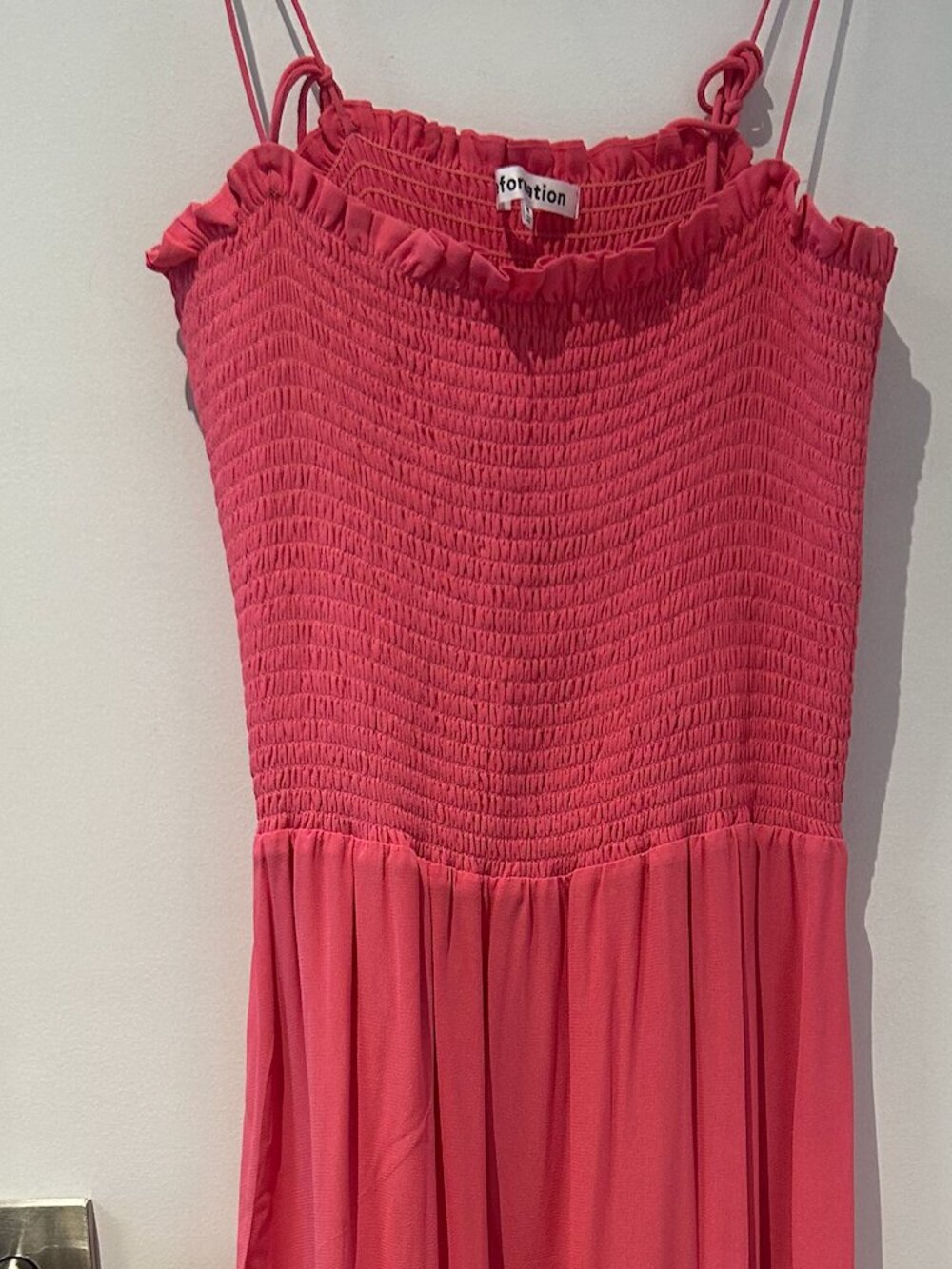 Reformation Sable Smocked Dress Snapdragon Pink